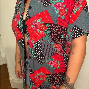 Floral Patchwork Button-Up Shirt
